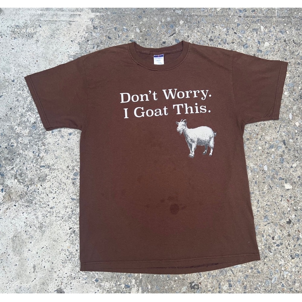 Vintage Jerzees Brown I Goat This Funny Graphic Shirt Pun Animal L